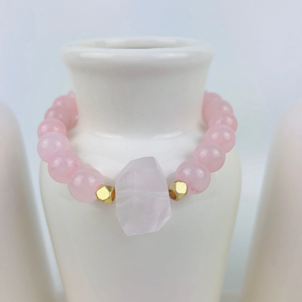 Gemstone | Womens Rose Quartz Nugget Bracelet